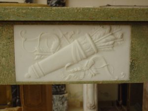 Green Marble Fireplace with White Inlays, Directoire Style