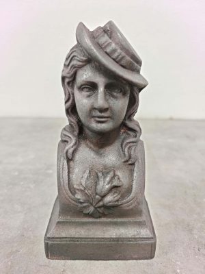 Antique Andirons / Fire Dogs, Woman with Hat