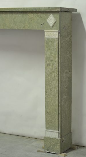Green Marble Fireplace with White Inlays, Directoire Style