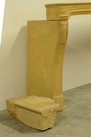 Antique Yellow Limestone Fireplace from France, 19th Century