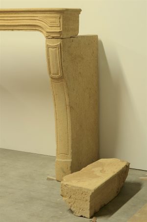 Antique Yellow Limestone Fireplace from France, 19th Century