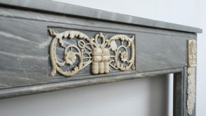 Antique Grey Marble Fireplace Mantel in Louis XVI Style