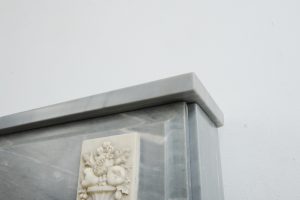 Antique Grey Marble Fireplace Mantel in Louis XVI Style