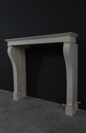 Tall Antique French Fireplace Mantel in Limestone