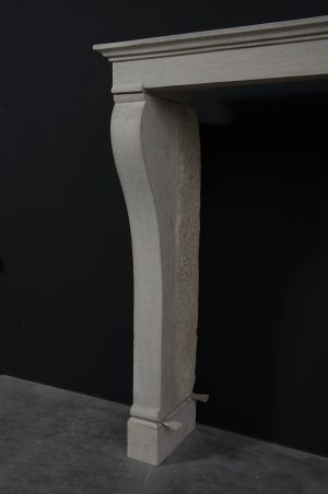 Tall Antique French Fireplace Mantel in Limestone