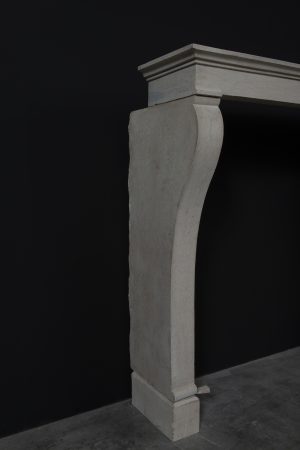 Tall Antique French Fireplace Mantel in Limestone