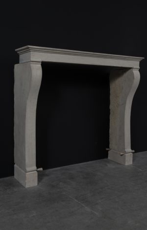 Tall Antique French Fireplace Mantel in Limestone