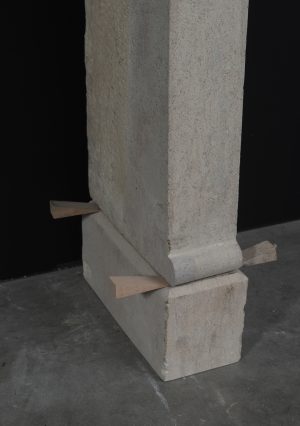 Tall Antique French Fireplace Mantel in Limestone