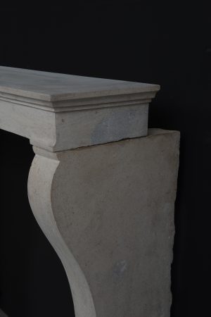 Tall Antique French Fireplace Mantel in Limestone