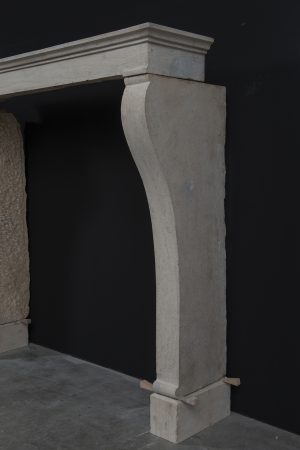 Tall Antique French Fireplace Mantel in Limestone