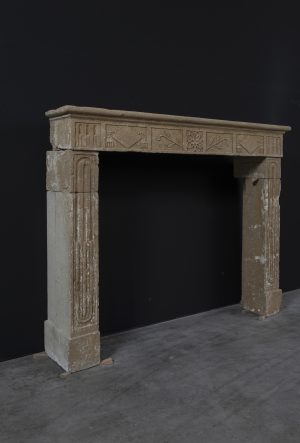 Rustic Louis XVI Fireplace Mantel in Limestone