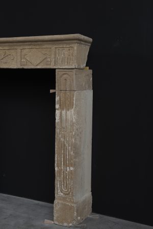 Rustic Louis XVI Fireplace Mantel in Limestone