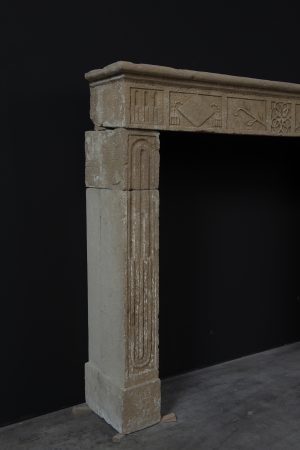 Rustic Louis XVI Fireplace Mantel in Limestone