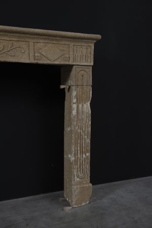 Rustic Louis XVI Fireplace Mantel in Limestone