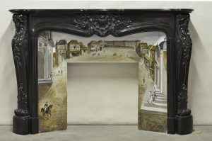 Rare Black Marble Fireplace, 19th Century