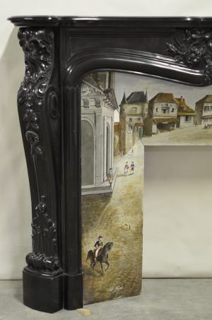 Rare Black Marble Fireplace, 19th Century