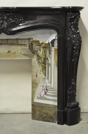 Rare Black Marble Fireplace, 19th Century