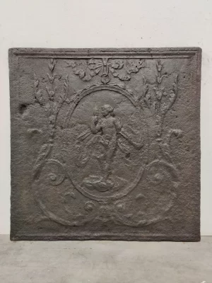 Antique Fireback / Backsplash, Woman Holding Mirror