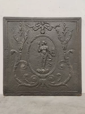 Antique Fireback / Backsplash, Woman Holding Mirror