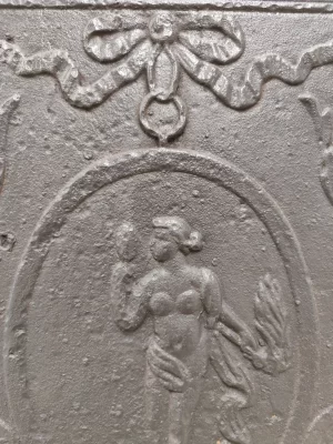 Antique Fireback / Backsplash, Woman Holding Mirror