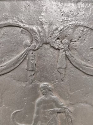 Antique Fireback / Backsplash, Man with Scythe