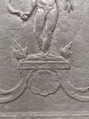 Antique Fireback / Backsplash, Man with Scythe