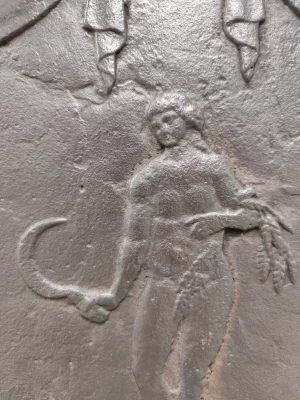 Antique Fireback / Backsplash, Man with Scythe