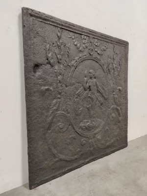 Antique Fireback / Backsplash, Woman Holding Mirror