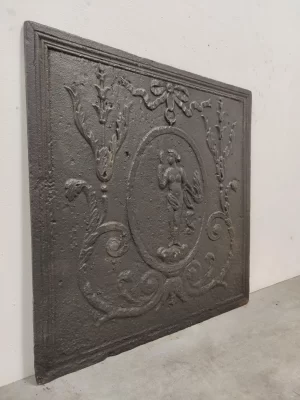 Antique Fireback / Backsplash, Woman Holding Mirror