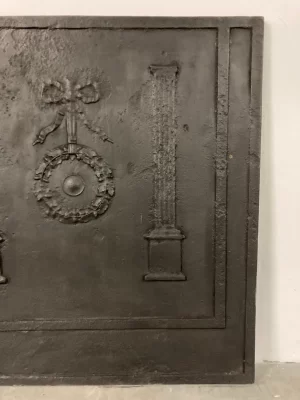 Antique Cast Iron Fireback / Backsplash, Profiled Columns