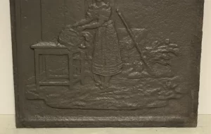 Small Square Antique Fireback / Backsplash, Female Doing Laundry