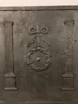 Antique Cast Iron Fireback / Backsplash, Profiled Columns