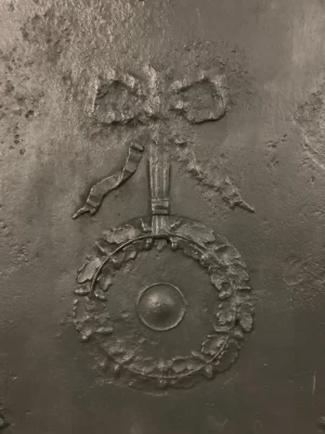 Antique Cast Iron Fireback / Backsplash, Profiled Columns