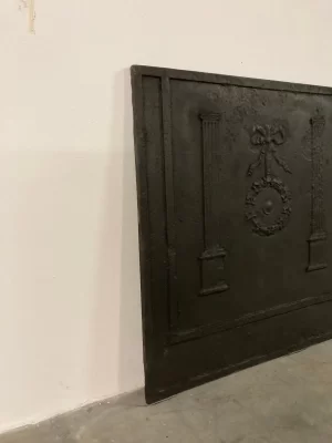 Antique Cast Iron Fireback / Backsplash, Profiled Columns