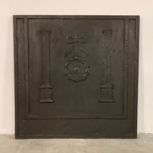 Antique Cast Iron Fireback / Backsplash, Profiled Columns