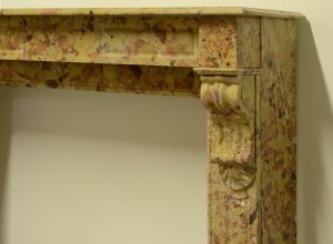 Breche D' Alep Marble Fireplace Mantel, 19th Century France