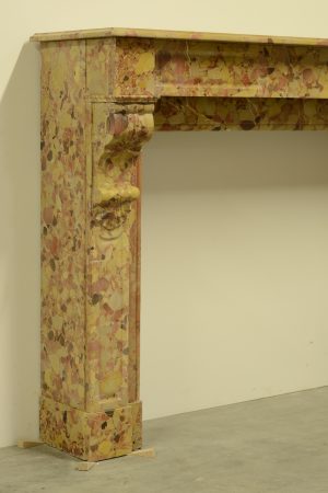 Breche D' Alep Marble Fireplace Mantel, 19th Century France