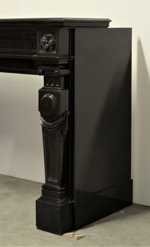 Black Marble Fireplace Mantel, Louis XVI Style