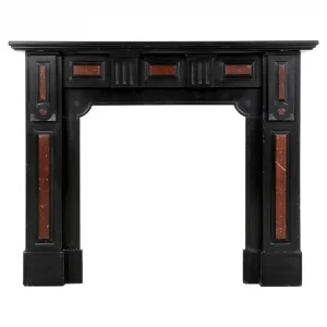 Antique Black and Red Marble Fireplace