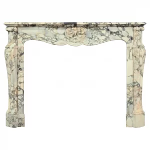 Breche Marble Fireplace Mantel, Louis XV Style