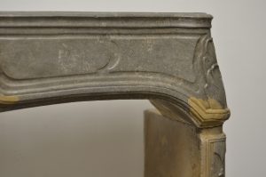 Antique Bicolor French Fireplace, Louis XV Style
