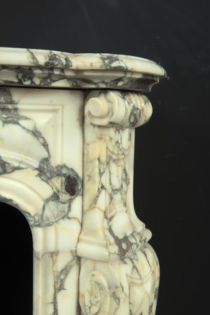 Breche Marble Fireplace Mantel, Louis XV Style