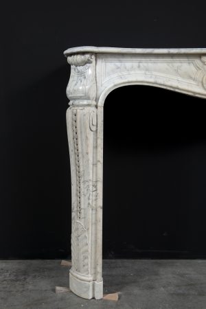 White Marble Antique Fireplace, Louis XV Style