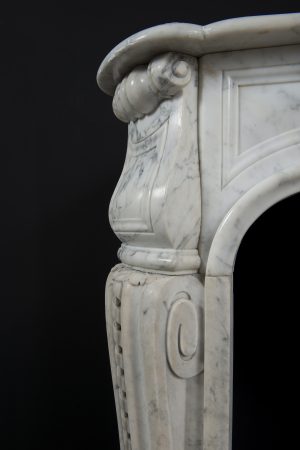 White Marble Antique Fireplace, Louis XV Style