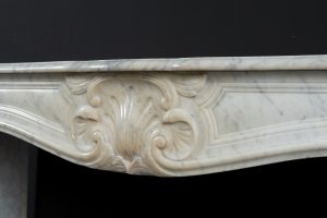 White Marble Antique Fireplace, Louis XV Style
