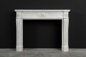 Perfect Petite Antique Fireplace Mantel in White Marble