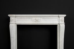 Perfect Petite Antique Fireplace Mantel in White Marble