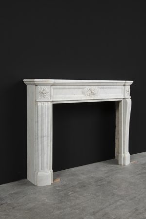 Perfect Petite Antique Fireplace Mantel in White Marble
