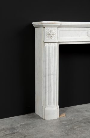 Perfect Petite Antique Fireplace Mantel in White Marble