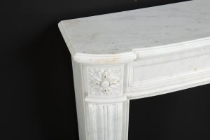 Perfect Petite Antique Fireplace Mantel in White Marble